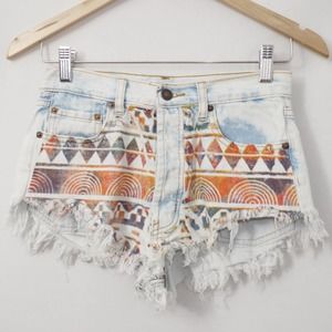 Signature 8 Multicolor Printed Boho High Rise Cut-Off Jean Short Size S